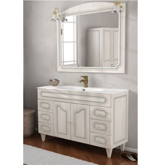 Arte Povera Bathroom Vanity, Caravan model, vintage style, white colour, 120 cm, ceramic washbasin