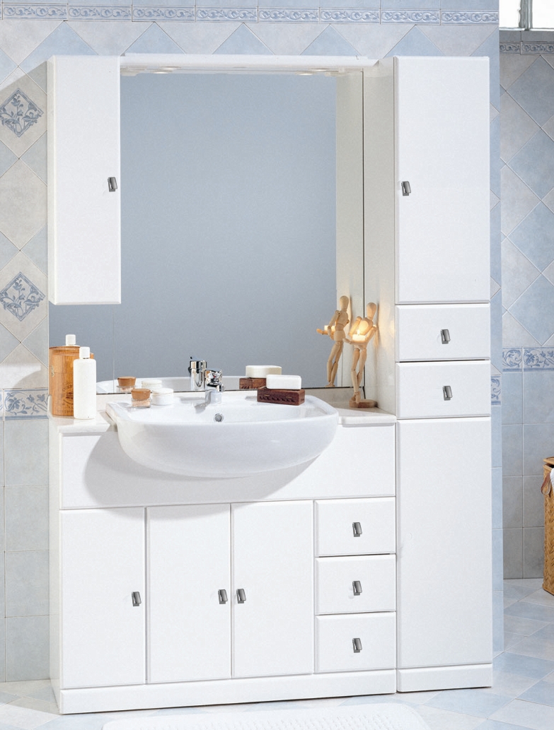 happiness not to mention Render Cleo bathroom cabinet, cm 100 + 30, with semi-recessed washbasin