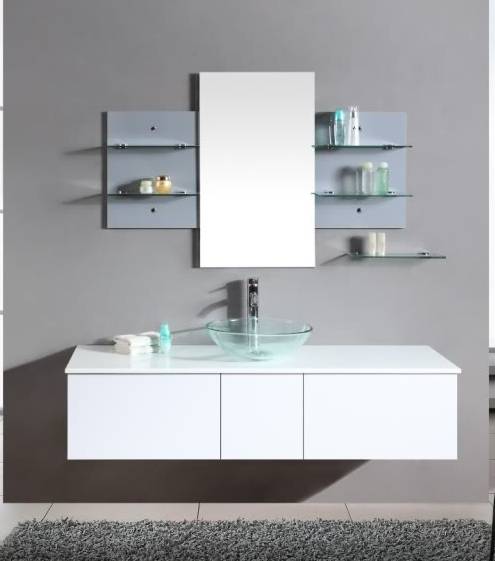 Bathroom Furniture, 140 cm, white colour, countertop washbasin, Sofia model - ON OFFER