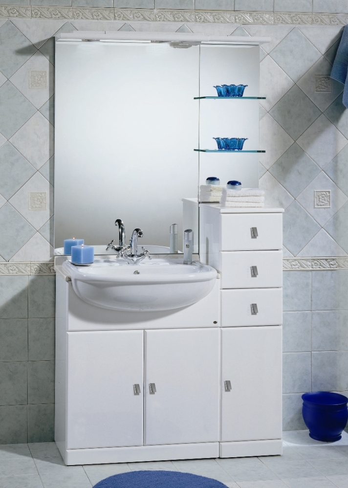 Cleo White Bathroom Cabinet With Semi, Recessed Bathroom Vanity