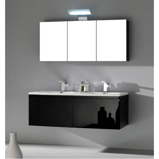 Zeus Bathroom Cabinet 120cm Glossy, Mirror Vanity Cabinet Black
