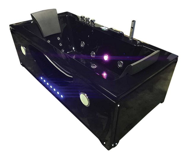 Rectangular black Jacuzzi, 180x90, with 16 hydromassage jets, lifesaving, chromotherapy and faucets included - VS056