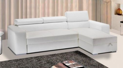 Headrest Rosa Model 264x163x43 Cm, White Faux Leather Couch Bed