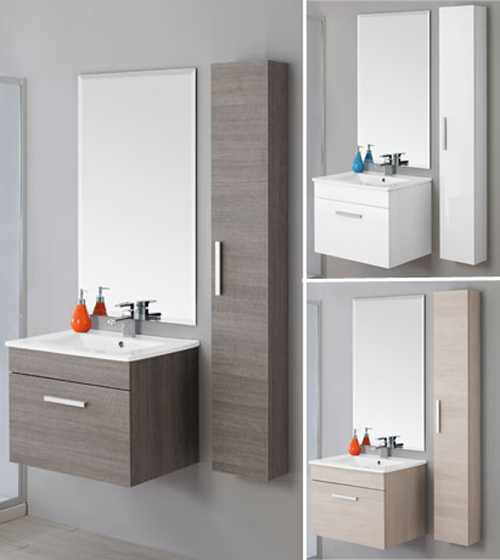 Wall-hung Bathroom Vanity available in 4 colours, 60 cm, with COLUMN CABINET for free, Magenta  model