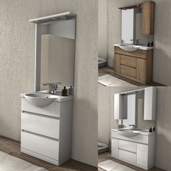 Floor-mounted bathroom furniture 60, 80, 100, 120 cm and mineral marble sink Elise model