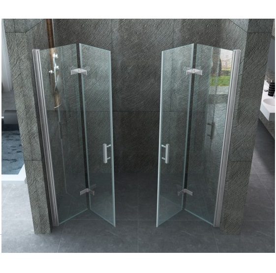 Double bifold shower door with magnetic closure and 8mm  transparent glass - PR023