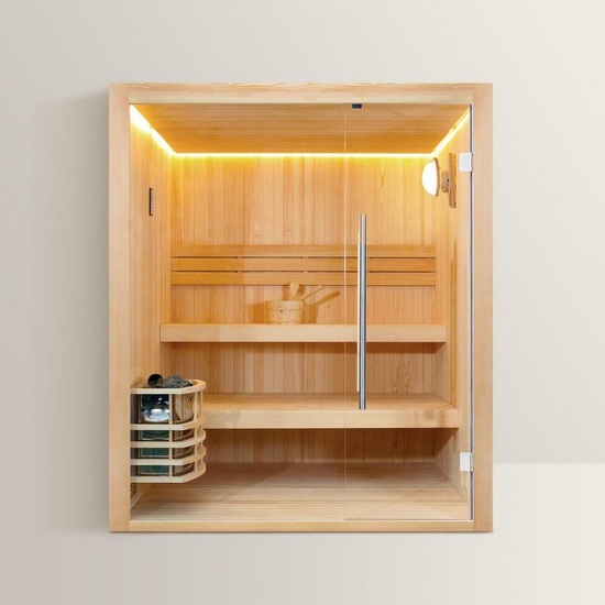 Finnish sauna for 3-4 people measures 180x180 cm with led lights and Bluetooth connection SN054