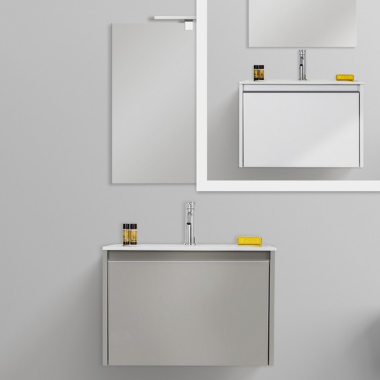 Five2 suspended bathroom cabinet 60 cm with mirror, white or dove gray