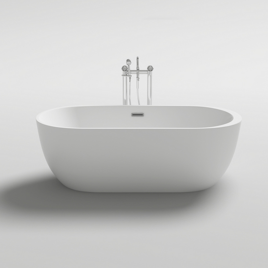 White Oval freestanding bathtub 170x80 with or without hydromassage jets VS054