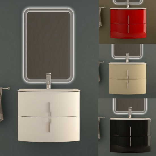 Modern rounded Bathroom Vanity, 69 cm, available in 4 colours, Stiven  model