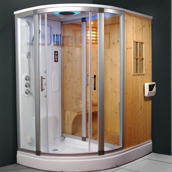 170x130 Hydromassage shower cabin with Finnish Sauna, Steam Bath, Chromotherapy CB020