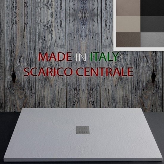 Made in Italy shower tray in marble resin reducible in 7 colors different sizes with central drain PA018