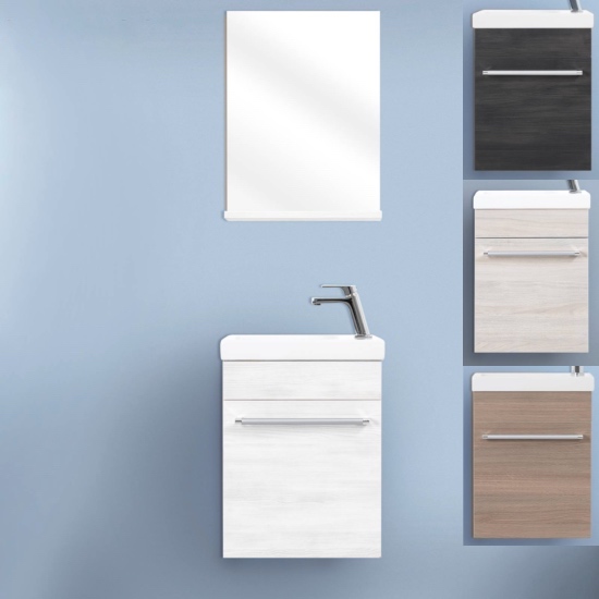 Wall-hung space-saving bathroom vanity, 42cm 4 colours available, mirror included, Holly model