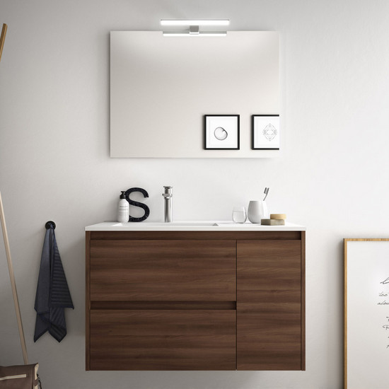 Bathroom cabinet 85 90 or 100 cm glossy white matt gray light oak dark
