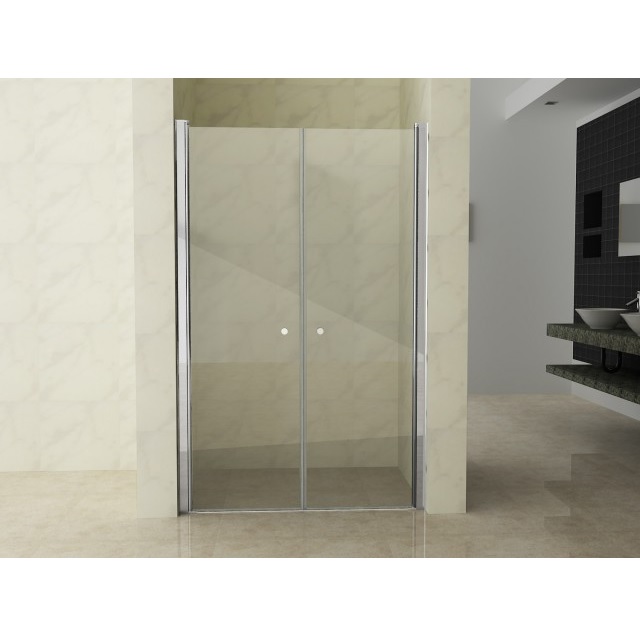 Shower door, 6mm transparent crystal, double saloon opening, various sizes - PR013