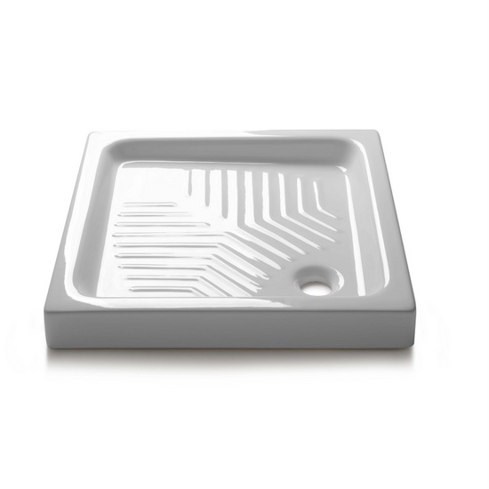 Square or rectangular ceramic shower tray with anti-slip design in different sizes PA025