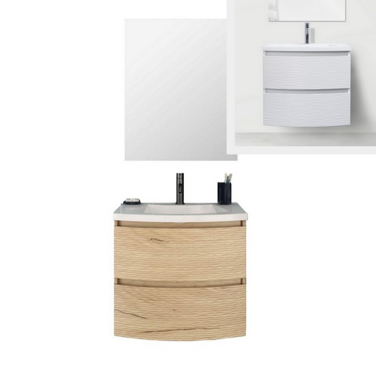 Wall-hung bathroom vanity 60x40 in 2 colors mirror included model Small